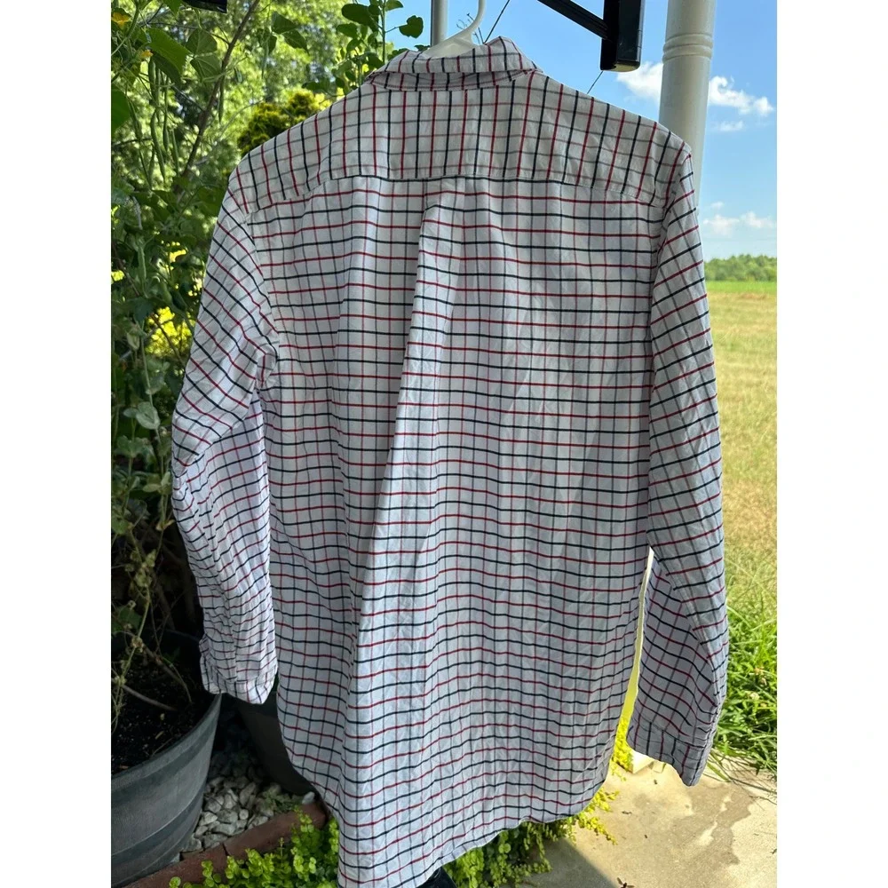 Ralph Lauren Kids XL 18-20 Tattersall Check Button Down Shirt White Red Navy